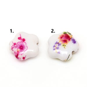 TM017-8ea-14mm Flower Shape Ceramic Beads Pendant, Flower Patterns Ceramic Beads, DIY Jewelry Making Craft Supplies