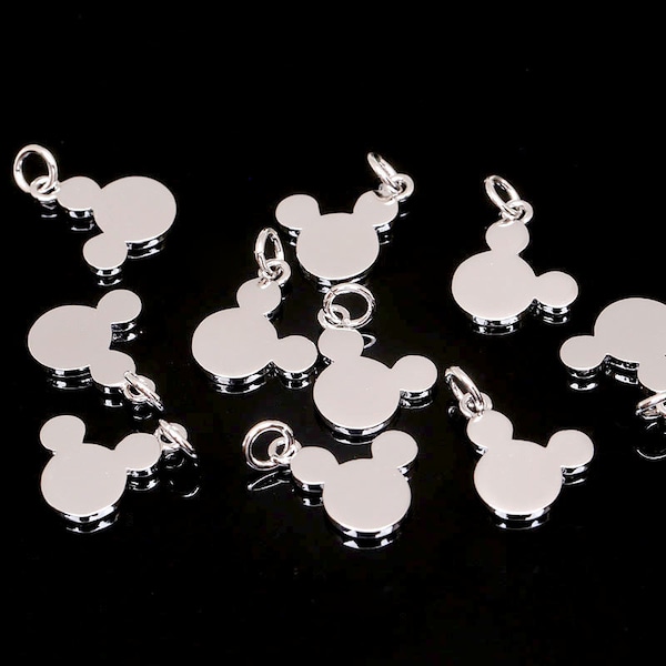 F28-20pcs-Rhodium Plated- 9*8.5mm Mickey Mouse Charms -Necklace Bracelet Making Supply