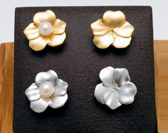 Blossom Flower Earrings, Four Petal Floral Earrings, DIY Jewelry Findings [S1204,S1205-1pair/10pairs]