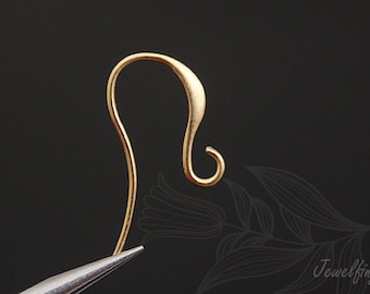 B637-2pairs/40pairs, Matt Gold Plated 19mm Earwires, French Hook Ear Wire, French Wire Hook, Nickel Free, Wholesale Jewelry Findings