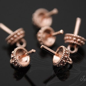 B688-4ea/40ea-Pink Gold Plated, 5.5mm Bead Cap, For Half Drilled Beads, Wholesale jewelry findings, Pendant, Jewelry making
