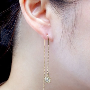 H1280-10 pairs-Gold Plated-Chain Hook Earring-Long Chain Earrings-Ni Free image 2