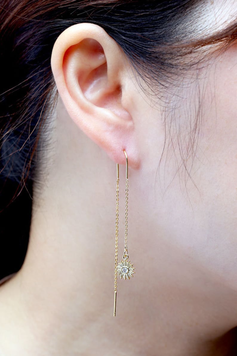 H1280-10 pairs-Gold Plated-Chain Hook Earring-Long Chain Earrings-Ni Free image 2