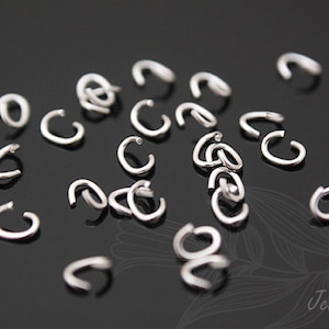 B396-10Gram/100Gram, Matt Rhodium Plated 3*3.5mm C Ring, Open Link