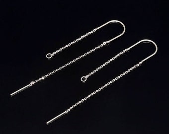 H1397-10 pairs-Rhodium Plated-Chain Hook Earring-Long Chain Earrings-Ni Free