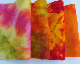 Hand-dyed felt - Fairy felt- set of four sheets - Autumn Bloom