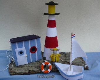 Mouse goes to the sea - Cabin, Ligthhouse and Boat- DIY kit