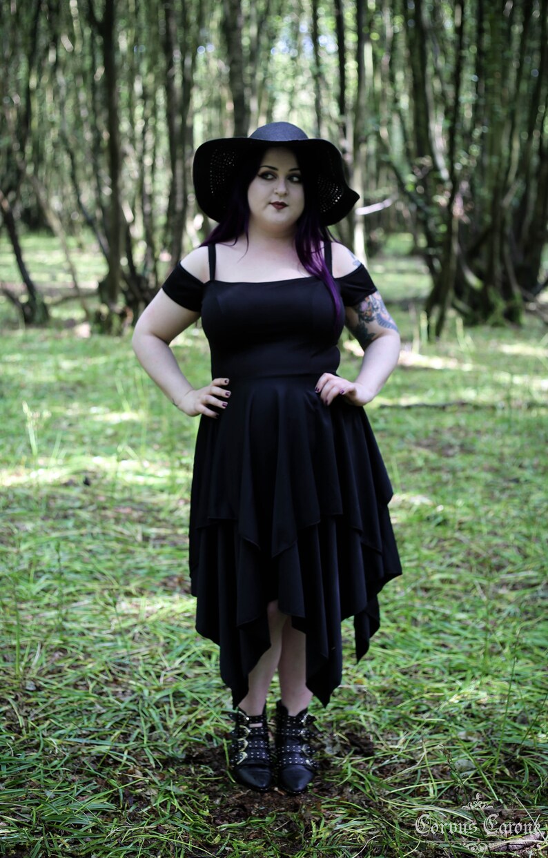 Off Shoulder Handkerchief Hem Dress