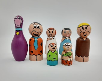 Ready to Ship--Classic Caveman Family Inspired Peg People