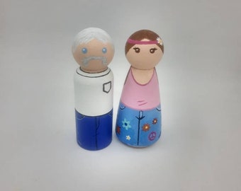 Custom Peg Dolls // Husband & Wife Peg Dolls // Grandma and Grandpa Peg Dolls