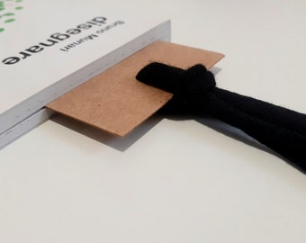 You Fell Asleep HERE Bookmark. Black ribbon. Recycled paper.