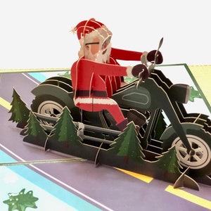 Kerstman op de fiets pop-upkaart