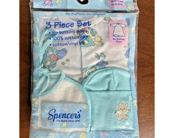 Spencer's Wee Bear 3 pièces ensemble de layette pour bébés 0-12 mois bleu garçon NSA