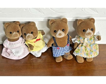 4 Calico Critters Familia de Osos Marmalade Marrón Sylvanian Families 1985