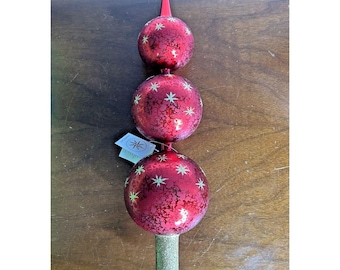 Christopher Radko Ruby Star Tree Topper Ornament Finial Gold Stars w/tag READ