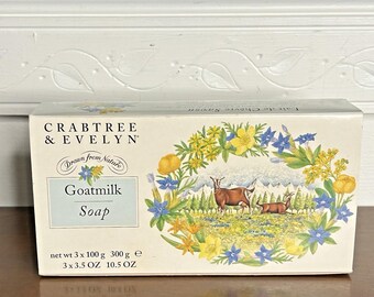 Lot de 3 savons au lait de chèvre Crabtree & Evelyn vintage 3,5 oz x 3 barres neufs 1995