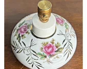 Flacon de parfum vintage Irice, porcelaine, roses peintes à la main et filigrane d'or