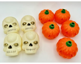 9 guirlandes lumineuses vintage citrouilles et têtes de mort d'Halloween, seulement 2,5 po.