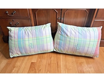 2 paires de coussins traversins compensés écossais écossais Ralph Lauren en madras