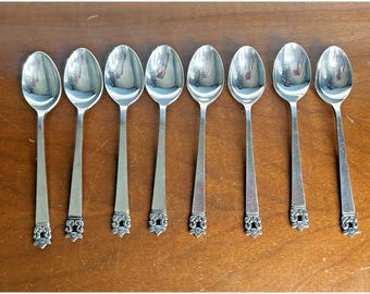 Acier inoxydable satiné, motif Roget Stanley Roberts 8 cuillères à soupe