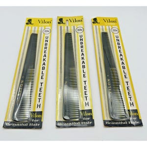 3 Vintage Vilon Unbreakable Hair Comb Barber Shop 114 NOS NEW