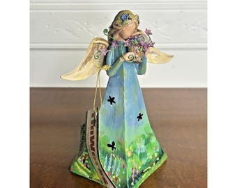 Figura de ángel de mujer de Tin Works A Fond Memory, hecha a mano, Roman Inc. NOS 2003