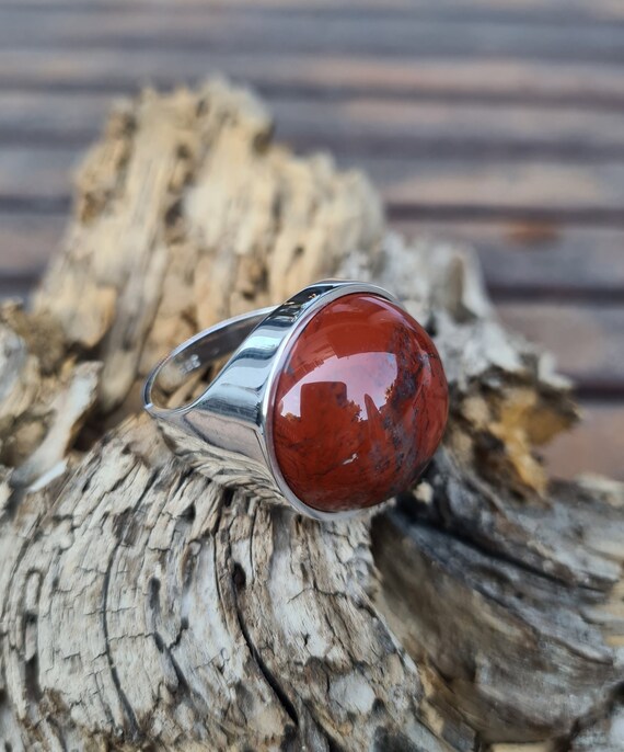 Red Jasper Ring 925 Sterling Silver Cabochon Ring Gemstone Ring