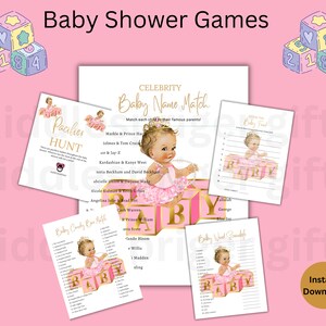 Baby blocks Baby Shower, Princess Baby Shower Game Bundle,  Instant Download