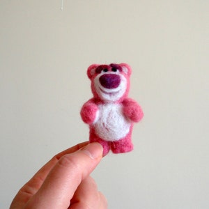 Felted Gute bear , Children felted toy ,Miniature bear,Pinc bear image 1