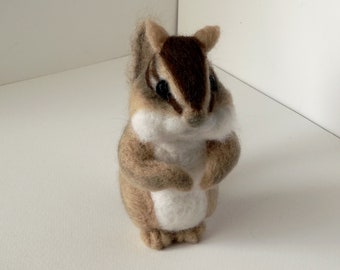 Needle Felted animal, Felted squirrel, felted  Chipmunk ,Realistic wild animal  figure