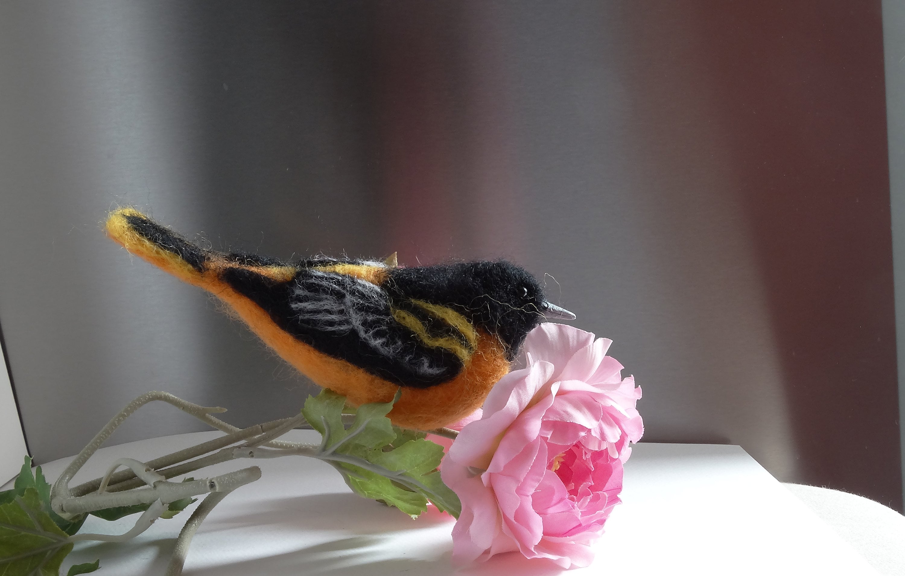 Needle felted bird, Oriole,felted bird  ,Bird home decor,Needle felted animals,Bird Easter ornament,realistic animal