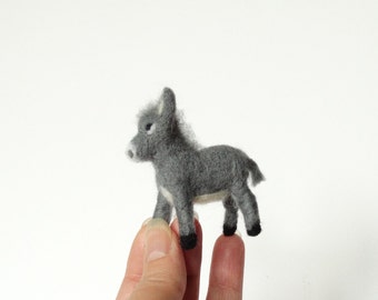Needle Felted animal, Felted  toy, Felted donkey, Felted  donkey miniature, Felt figure, Animal farm ,baby donkey