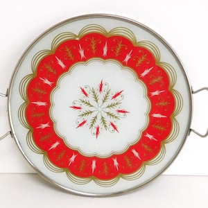 Red  / white / gold,  cake / pie plate, with 2 handles,  West Germany