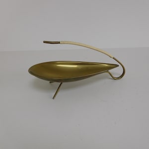MCM Brass bowl / tray with beige vinyl wrapping handle, Germany