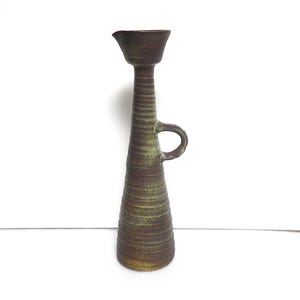 Large Dutch Vest Gouda van Woerden ceramic handmade studio &quot;Long Neck&quot; handled vase.