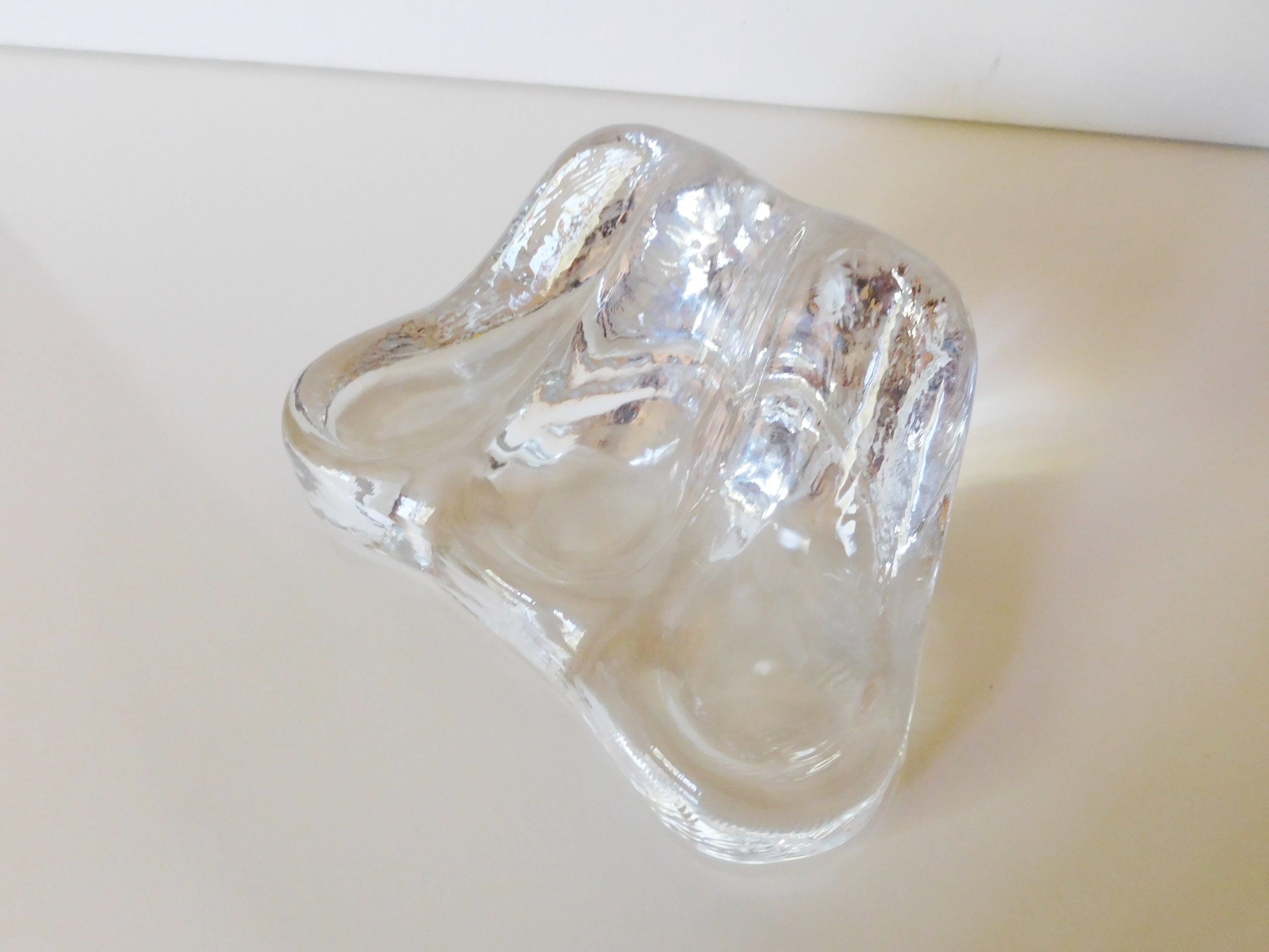 Mid Century Modern Swedish Heavy Glass Pipe Holder/ Rest Stand/ Cigar Holder/ Ashtray Scandinavian. Clear Textured Glass Modernist Piece Mid Century Modern Swedish Heavy Glass Pipe Holder/ Rest Stand/ Cigar Holder/ Ashtray Scandinavian. Clear Textured Glass Modernist Piece