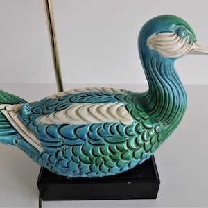 Italian Sigma Elle Due (L2) Exclusive and very rare Hand Painted and Hand Made ceramic Duck Table Lamp, Florence / Firenze.