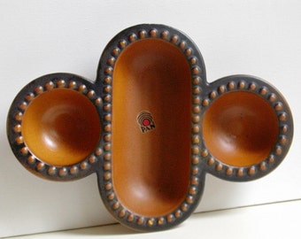 Rare Goebel - Pan keramik brown ceramic snack bowl, West German Pottery, WGP