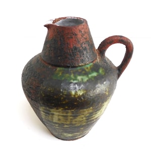 Rare Gerhard Liebenthron Studio Art Ceramic handled vase, designed in 1965, West German Pottery, WGP