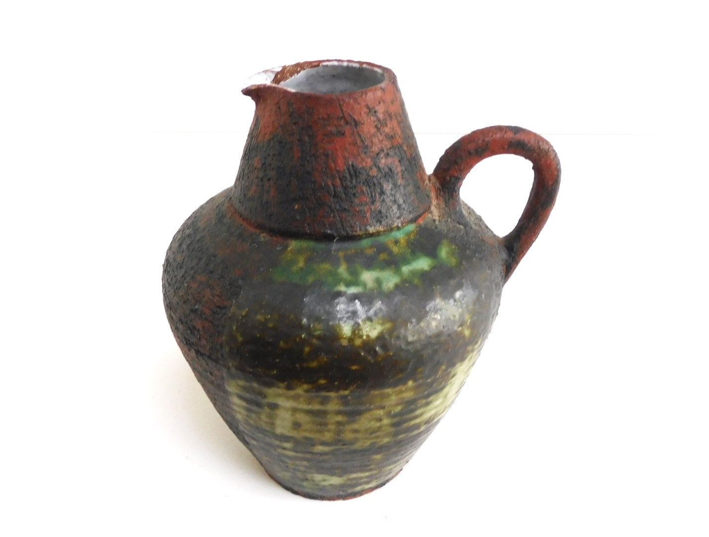 Rare Gerhard Liebenthron Studio Art Ceramic handled vase, designed in 1965, West German Pottery, WGP