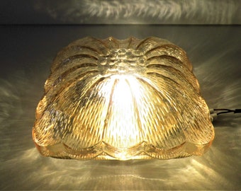HP Leuchten Amber/gold glass vintage flush mount, sconce, lamp, Germany