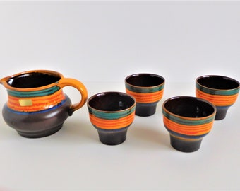 Carstens Tönnieshof German Ceramic jug / pitcher with 4 mugs, West German Pottery, WGP