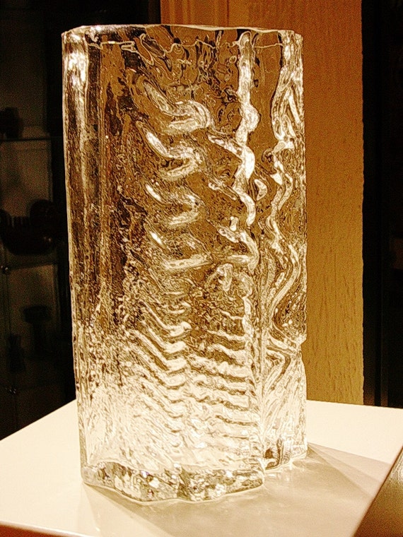 Large Rosenthal heavy clear crystal glass vase by Martin Etsy