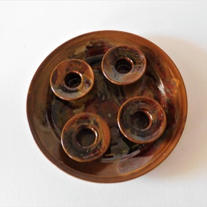 Silberdistel Fayencen keramik plate with 4 chimney&#39;s for candles, west german pottery, WGP
