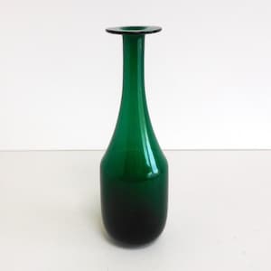 Scandinavian style bottle art glass vase, hand made, green