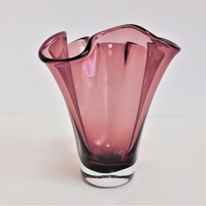 Murano Fazzoletto glass vase purple-ish, Fulvio Bianconi style, Italy