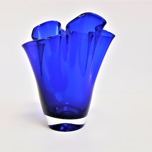 Czech handkerchief glass vase blue-ish