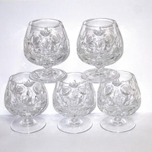 Heavy Set of 5 Nachtmann High Quality of Crystal glass, Brandy  / cognac glasses, hand cut design, Germany