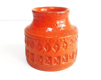Rare colored  orange Bitossi vase, by Aldo Londi, 70s, Italy