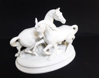 Vintage Echt Altmann “A269” Porcelain Double Horses Statue